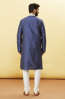 Blue embroidered art silk kurta-pajama