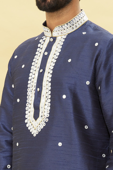 Blue embroidered art silk kurta-pajama