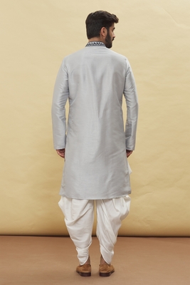 Grey embroidered art silk dhoti-kurta 2