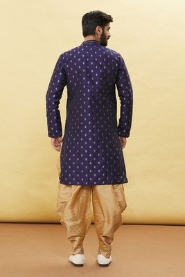 Blue embroidered art silk dhoti-kurta 2