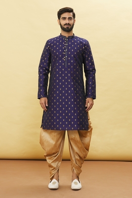 Blue embroidered art silk dhoti-kurta 3