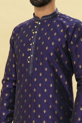Blue embroidered art silk dhoti-kurta 5