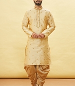 Gold embroidered art silk dhoti-kurta