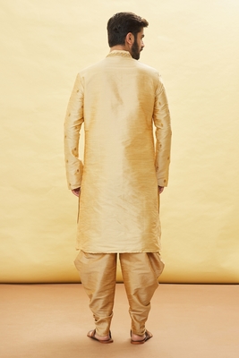 Gold embroidered art silk dhoti-kurta 2