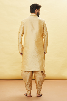 Gold embroidered art silk dhoti-kurta