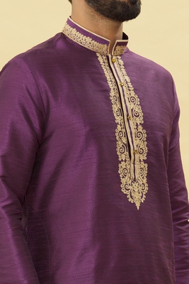 Purple embroidered art silk dhoti-kurta 5