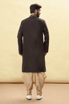 Black embroidered art silk dhoti-kurta 2