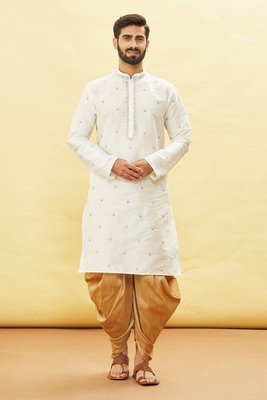 Fawn embroidered art silk dhoti-kurta 1