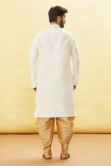 Fawn embroidered art silk dhoti-kurta