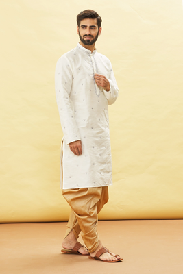 Fawn embroidered art silk dhoti-kurta 4