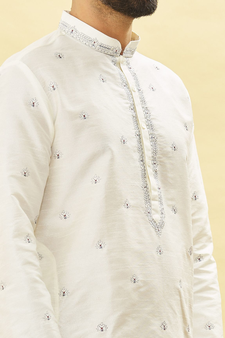 Fawn embroidered art silk dhoti-kurta