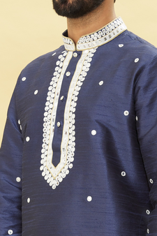 Blue embroidered art silk dhoti-kurta