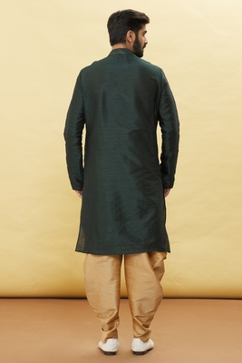 Green embroidered art silk dhoti-kurta 2