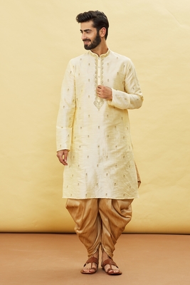 Fawn embroidered art silk dhoti-kurta 1