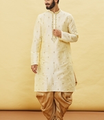 Fawn embroidered art silk dhoti-kurta