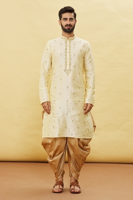 Fawn embroidered art silk dhoti-kurta 3