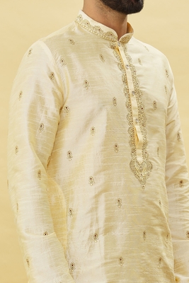 Fawn embroidered art silk dhoti-kurta 5