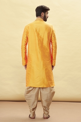 Orange embroidered art silk dhoti-kurta 2