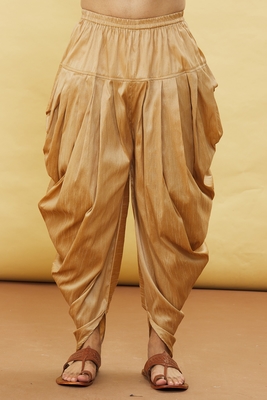 Orange embroidered art silk dhoti-kurta 5