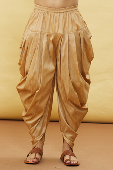 Orange embroidered art silk dhoti-kurta