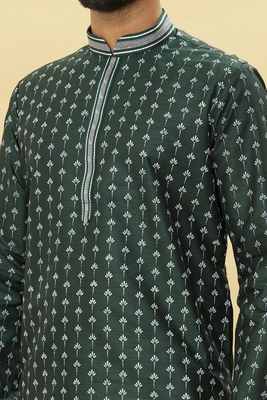 Green printed art silk dhoti-kurta 5