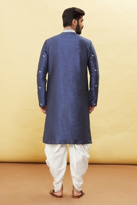 Blue embroidered art silk dhoti-kurta 2