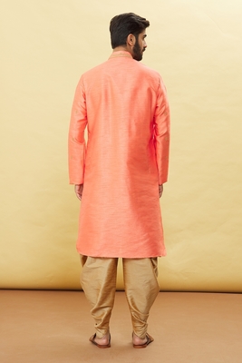 Beige embroidered art silk dhoti-kurta 2