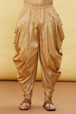 Beige embroidered art silk dhoti-kurta 5