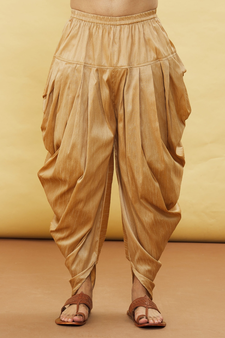 Beige embroidered art silk dhoti-kurta