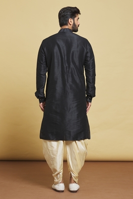 Black embroidered art silk dhoti-kurta 2