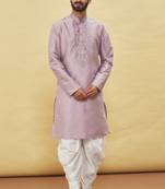 Purple embroidered art silk dhoti-kurta
