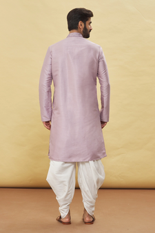 Purple embroidered art silk dhoti-kurta