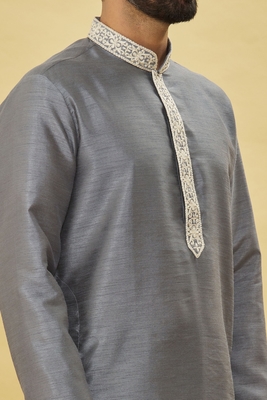 Grey embroidered art silk dhoti-kurta 5