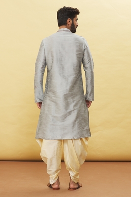 Grey embroidered art silk dhoti-kurta 2