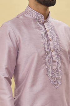 Purple embroidered art silk dhoti-kurta