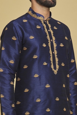 Blue embroidered art silk dhoti-kurta 5