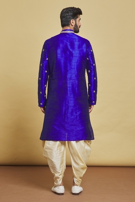 Blue embroidered art silk dhoti-kurta 2