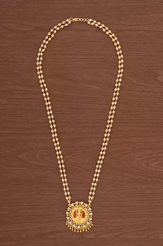  pearl Laxmi pendant necklace MEDIUM one gram gold