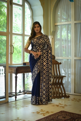 Sequins Embroidered Work With Georgette Fabric Designer Saree 1