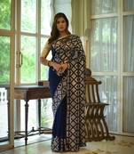Sequins Embroidered Work With Georgette Fabric Designer Saree