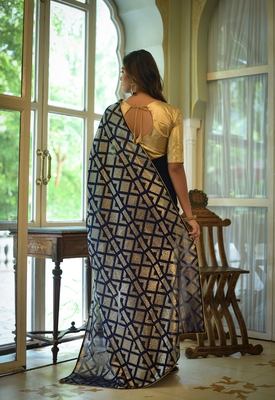 Sequins Embroidered Work With Georgette Fabric Designer Saree 4
