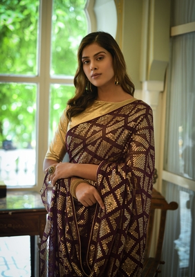 Sequins Embroidered Work With Georgette Fabric Designer Saree 2