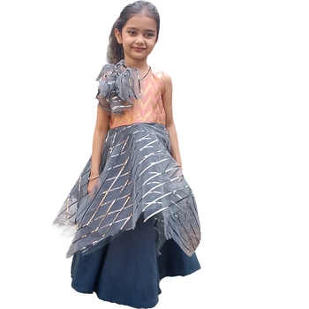 Aglare Gown with Beautiful Sequence Work for small  Girl .Maroon Grey peach 1