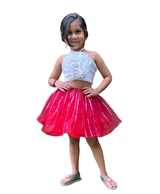 Aglare frock. Tutu skirt. Beautiful flower Top beautiful design Three line. Tutu skirt, layered Skirt and Top.Red 1