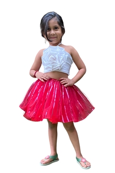 Aglare frock. Tutu skirt. Beautiful flower Top beautiful design Three line. Tutu skirt, layered Skirt and Top.Red