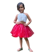 Aglare frock. Tutu skirt. Beautiful flower Top beautiful design Three line. Tutu skirt, layered Skirt and Top.Red