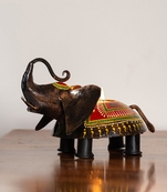 Trinity Craft Iron Elephant Glories Hand-Painted Table Tea Light Holder |Table Decor | Wall Decor | Table showpiece