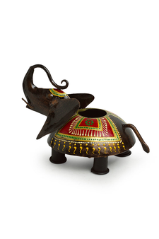 Trinity Craft Iron Elephant Glories Hand-Painted Table Tea Light Holder |Table Decor | Wall Decor | Table showpiece