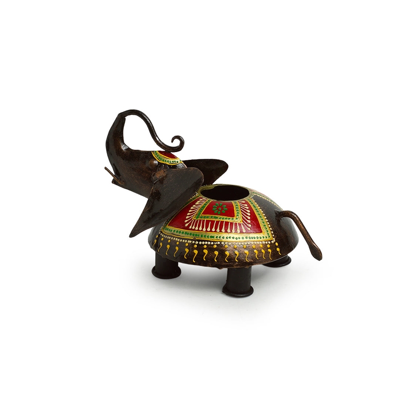 Trinity Craft Iron Elephant Glories Hand-Painted Table Tea Light Holder |Table Decor | Wall Decor | Table showpiece