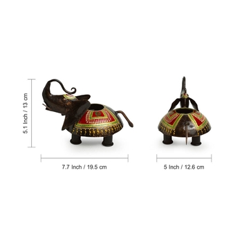 Trinity Craft Iron Elephant Glories Hand-Painted Table Tea Light Holder |Table Decor | Wall Decor | Table showpiece 3